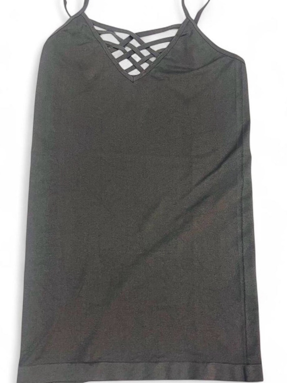 New Charcoal Gray Camisole Top with Lattice Straps